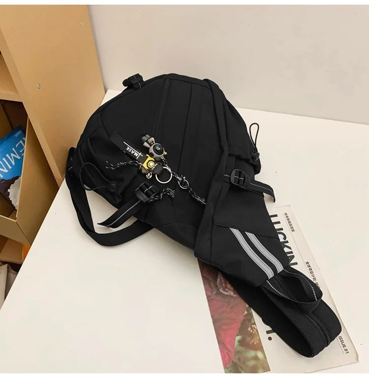 2024 Techwear Style Hip Hop Sport Motorcycle Backpack Men Women Multifunction Waterproof Travel Single Shoulder School Bag