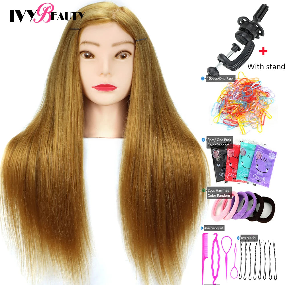 85% Real Human Hair Mannequin Head For Hair Training Styling Professional Hairdressing Cosmetology Dolls Head For Hairstyles