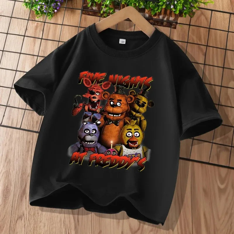 2026 Cartoon Five Nights At Freddys Kids T-shirts FNAF Graphic T-shirt Children Casual Sports Tops Short Sleeves Kids Clothing
