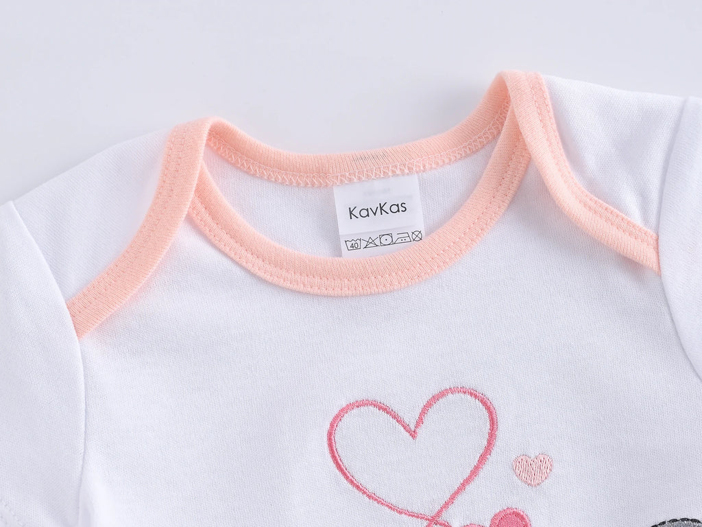 Kavkas 3 Pcs/lot Baby Boy Bodysuit 100% Cotton Short Sleeve Newborn Girls Clothes Summer Infant Clothing