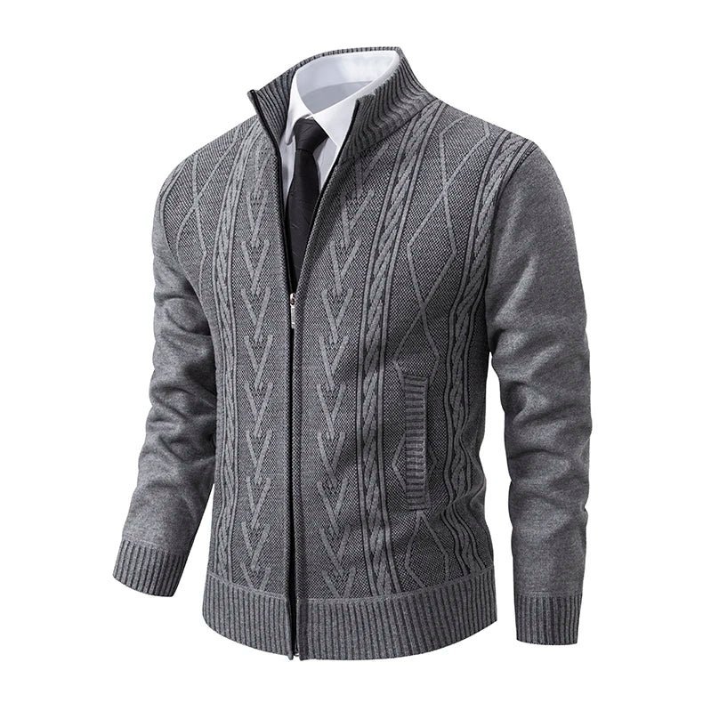 2023 Autumn and Winter New Cashmere Padded Warm Casual Men's Knitted Sweater Coat