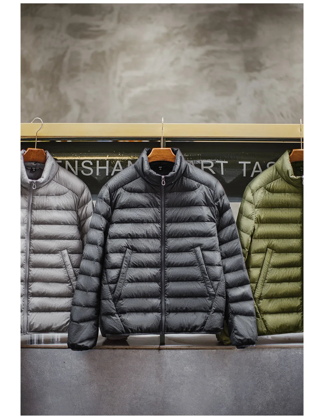 Maden Winter Men's Stand-up Collar Down Jacket Lightweight Hydrophobic White Duck Down Filling Coat Warm Inner Layer for Fall