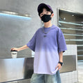 Gradient Color Kid's Fashion Summer Clothing T-shirt Tweens Child Short Sleeve Cotton Tshirt Outfit School Boy Casual Tee Tops