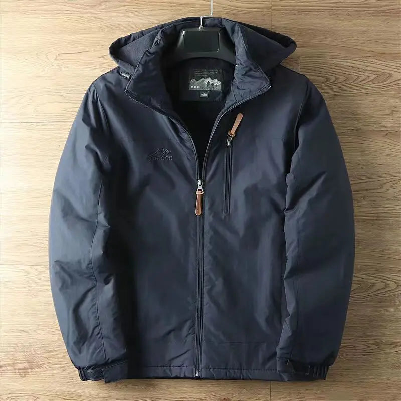 For Autumn and Winter, Men's Casual, Detachable, Hooded, Windbreaker, Loose and Warm Jacket