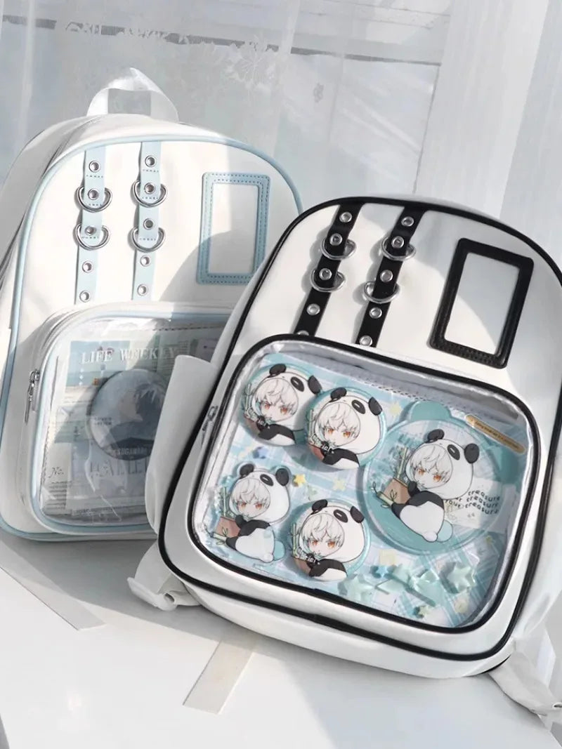 Y2K Cute Mini Backpack Women Kawaii Ita Bag Sweet Girl Transparent Rucksack DIY Display Knapsack Lolita Preppy Style School Bags