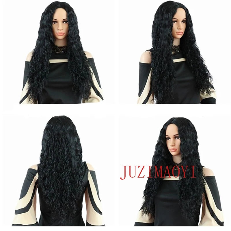 African small curls medium long curly hair corn perm chemical fiber high temperature silk Synthetic wig mechanism head cover