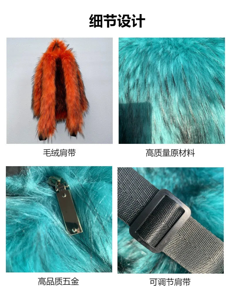 2026 NEW FASHION Y2K Faux Fur FOR Women Backpack Solid Soft Fleece Knapsack Harajuku Style Winter Ladies Bag