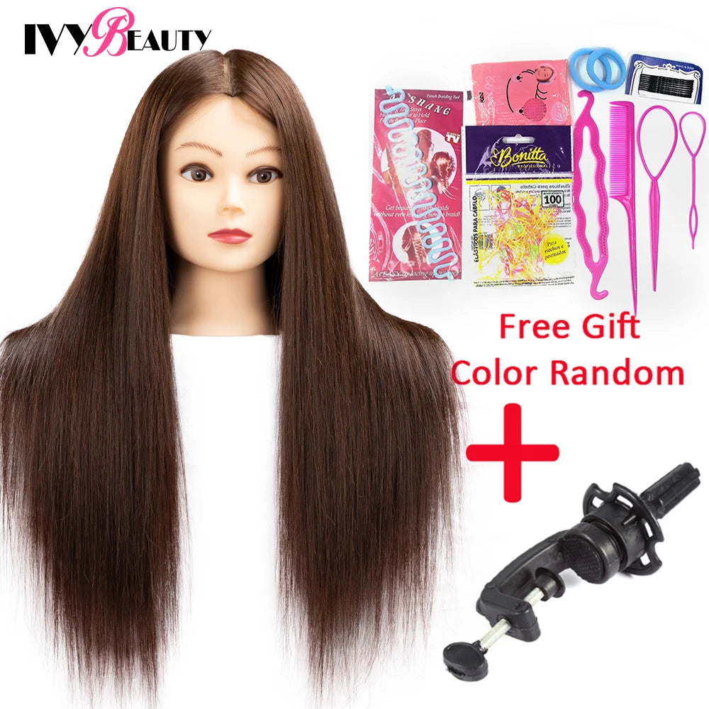 85% Real Human Hair Mannequin Head For Hair Training Styling Professional Hairdressing Cosmetology Dolls Head For Hairstyles
