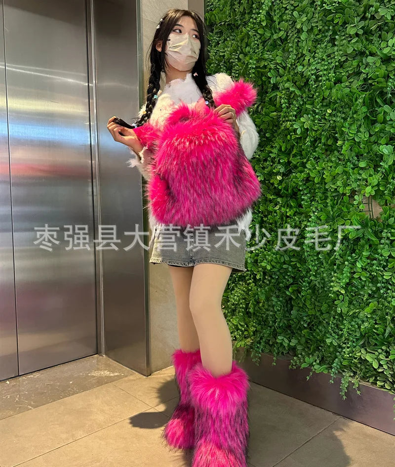 2026 NEW FASHION Y2K Faux Fur FOR Women Backpack Solid Soft Fleece Knapsack Harajuku Style Winter Ladies Bag