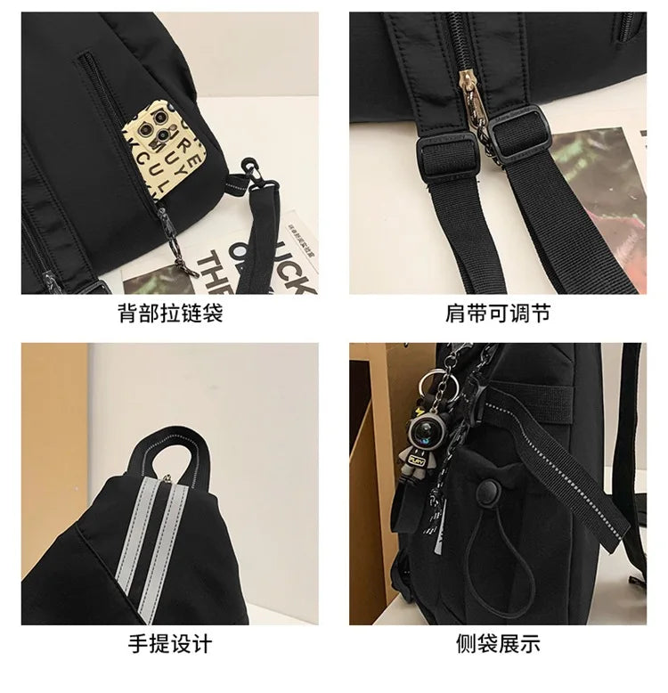 2024 Techwear Style Hip Hop Sport Motorcycle Backpack Men Women Multifunction Waterproof Travel Single Shoulder School Bag
