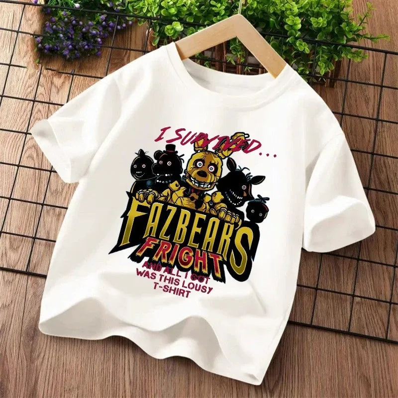 2026 Cartoon Five Nights At Freddys Kids T-shirts FNAF Graphic T-shirt Children Casual Sports Tops Short Sleeves Kids Clothing