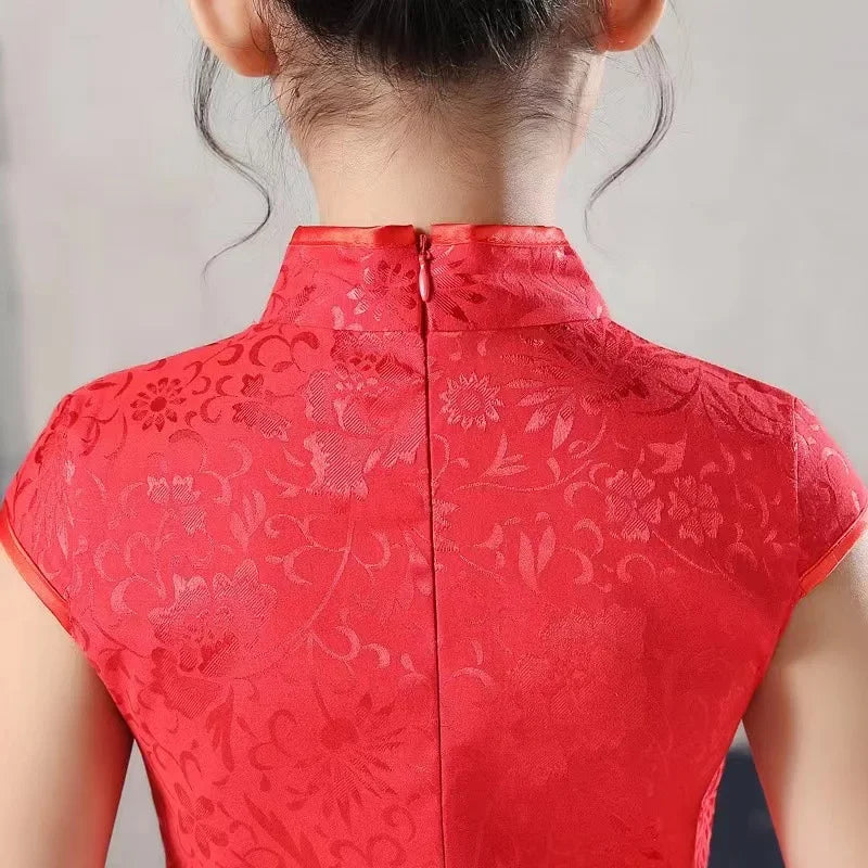 Tang Costume Girl Dress Qipao Children Outfit Stage Party Cheongsams Baby Hanfu Kids Clothing Vestidos Summer Girls Dresses