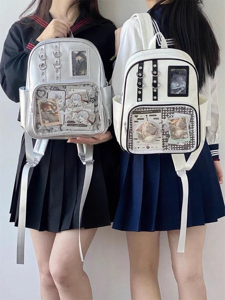 Y2K Cute Mini Backpack Women Kawaii Ita Bag Sweet Girl Transparent Rucksack DIY Display Knapsack Lolita Preppy Style School Bags