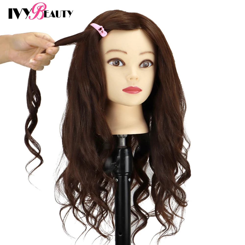 85% Real Human Hair Mannequin Head For Hair Training Styling Professional Hairdressing Cosmetology Dolls Head For Hairstyles