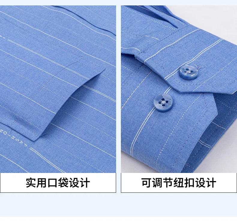 High Quality Men's Shirts Spring Autumn Long Sleeve Wrinkle Resistant Non Ironing Stripe Man Clothing  Big Size 5XL 6XL 7XL