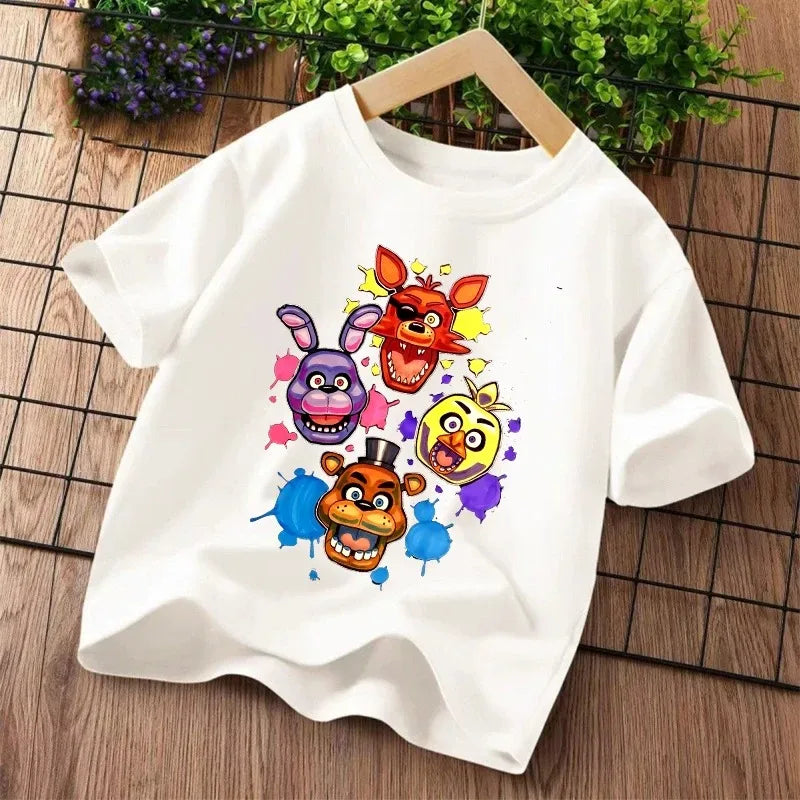 2026 Cartoon Five Nights At Freddys Kids T-shirts FNAF Graphic T-shirt Children Casual Sports Tops Short Sleeves Kids Clothing
