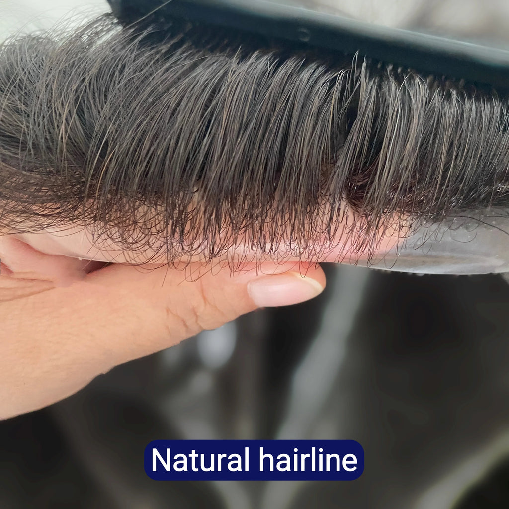 Women's Hairpiece Toupee PU  Human Hair Replacement System for Women 16inches Long Hair Natural Women's Capillary Prosthesis