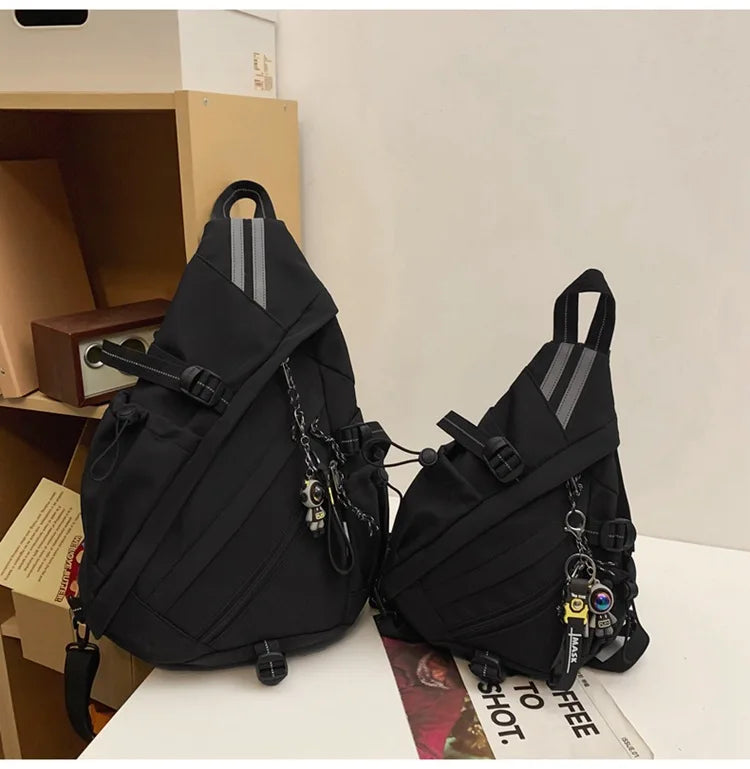 2024 Techwear Style Hip Hop Sport Motorcycle Backpack Men Women Multifunction Waterproof Travel Single Shoulder School Bag