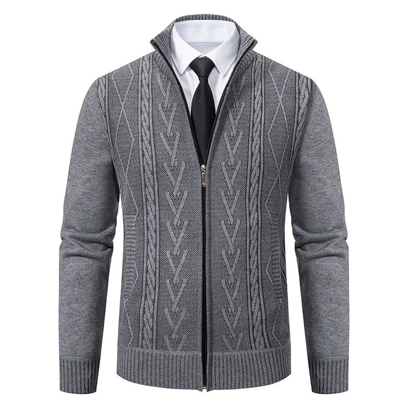 2023 Autumn and Winter New Cashmere Padded Warm Casual Men's Knitted Sweater Coat