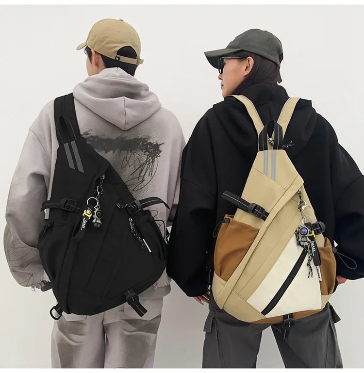 2024 Techwear Style Hip Hop Sport Motorcycle Backpack Men Women Multifunction Waterproof Travel Single Shoulder School Bag
