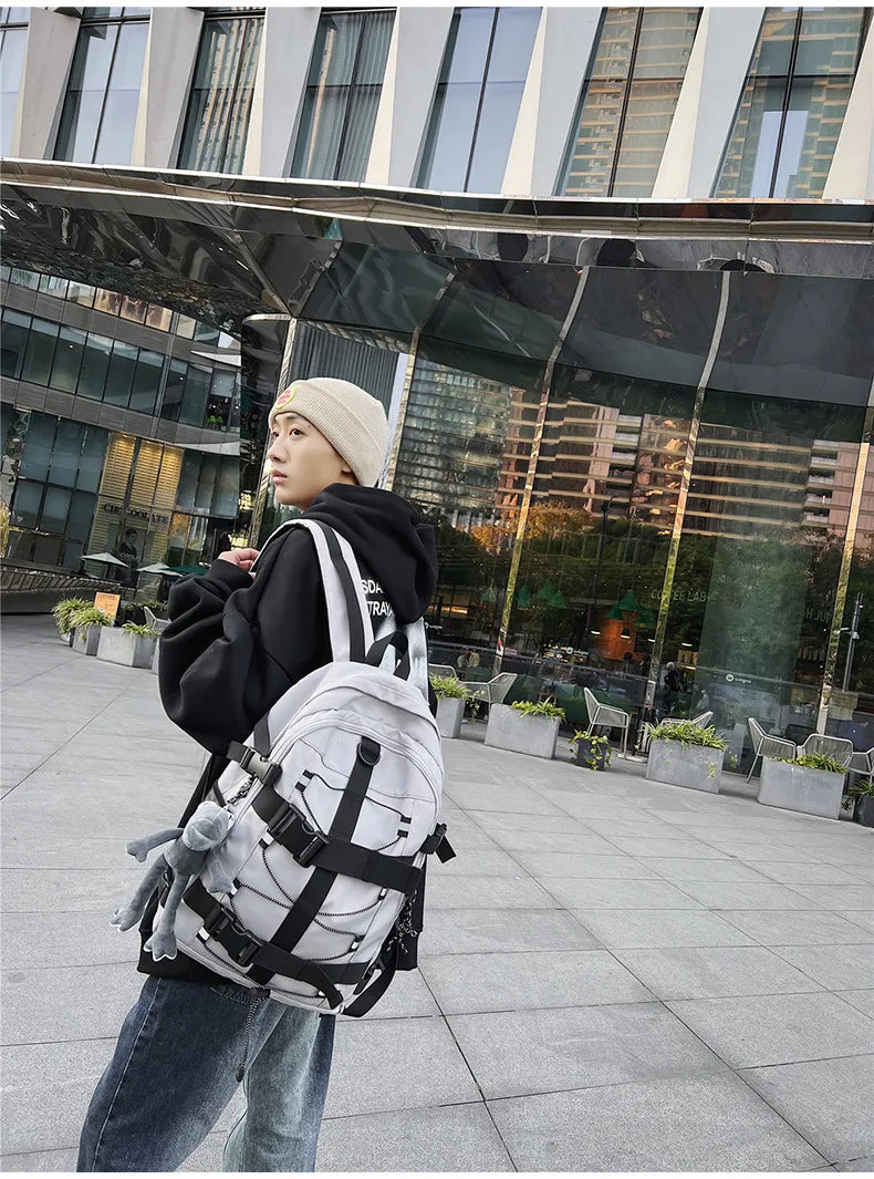 Backpack men and women cool backpack leisure junior high school students backpack personality skateboard
