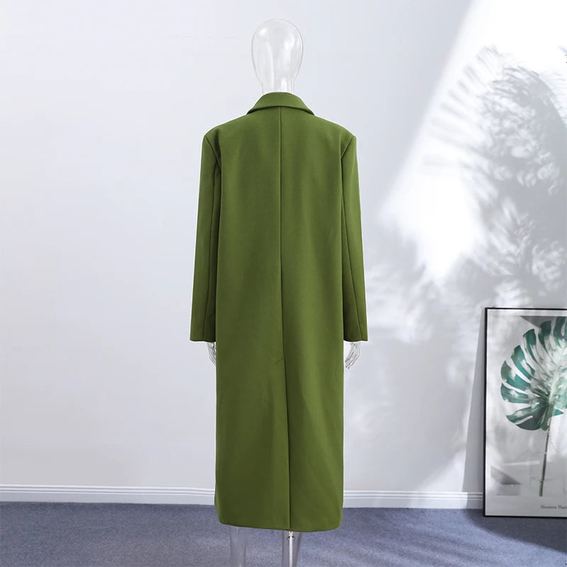 2026 Autumn Winter Solid Women's Woolen Overcoat Urban Long Sleeve Lapel Button Female Outwear Elegant Fashion Lady Overcoats