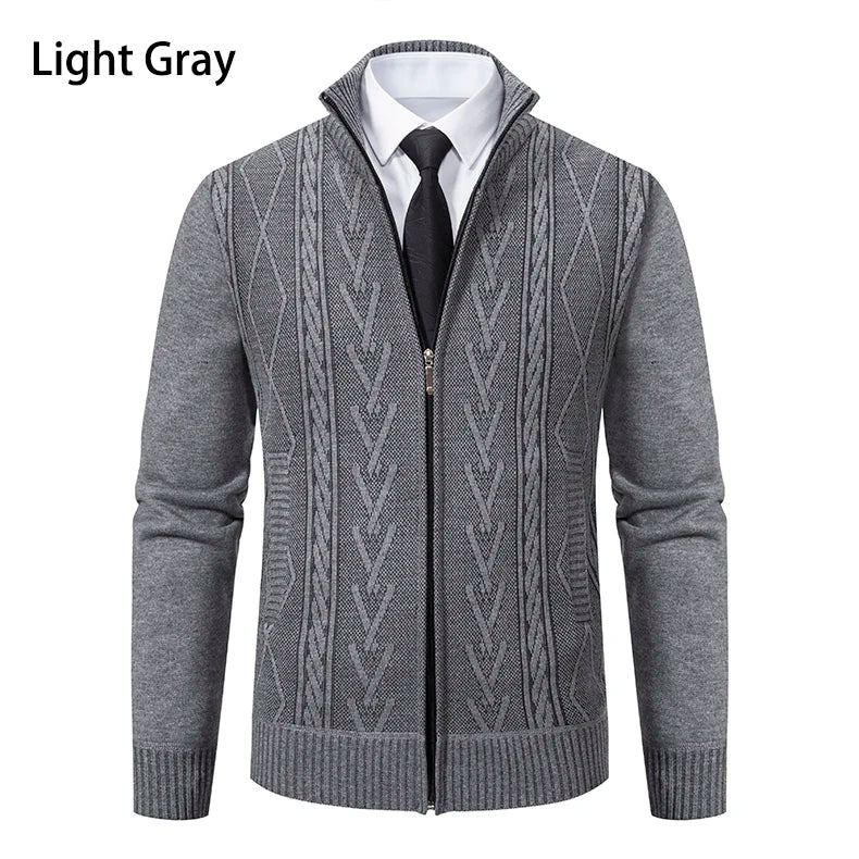2023 Autumn and Winter New Cashmere Padded Warm Casual Men's Knitted Sweater Coat