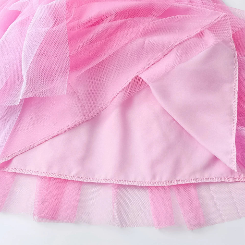 DXTON Sleeveless Princess Pink Dress Summer Holiday Baby Girls Costume Cake Mesh Girls Layered Dress Elastic Toddler Clothing