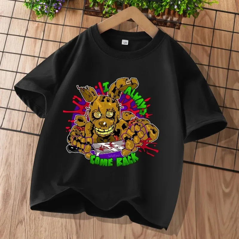 2026 Cartoon Five Nights At Freddys Kids T-shirts FNAF Graphic T-shirt Children Casual Sports Tops Short Sleeves Kids Clothing