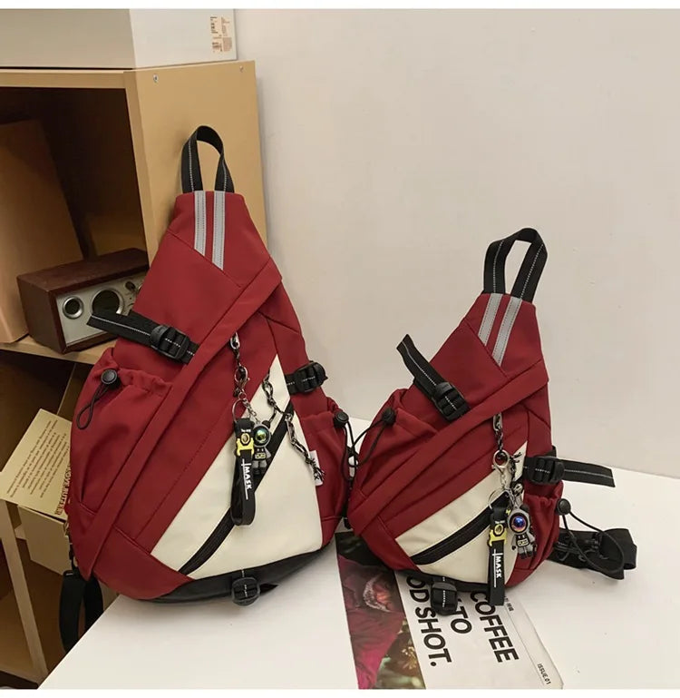 2024 Techwear Style Hip Hop Sport Motorcycle Backpack Men Women Multifunction Waterproof Travel Single Shoulder School Bag