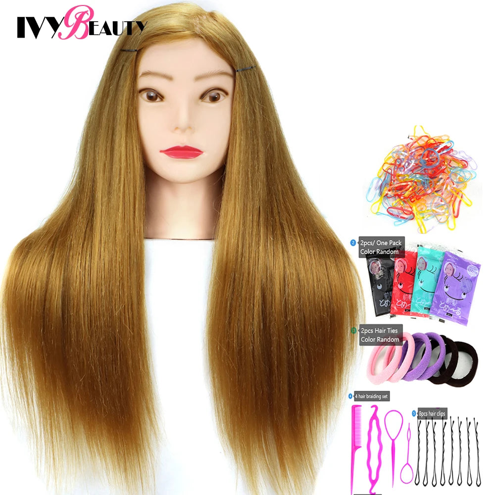 85% Real Human Hair Mannequin Head For Hair Training Styling Professional Hairdressing Cosmetology Dolls Head For Hairstyles