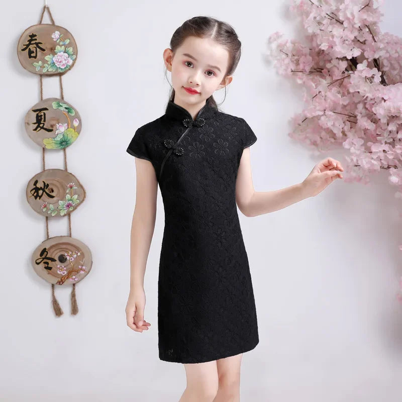 Tang Costume Girl Dress Qipao Children Outfit Stage Party Cheongsams Baby Hanfu Kids Clothing Vestidos Summer Girls Dresses