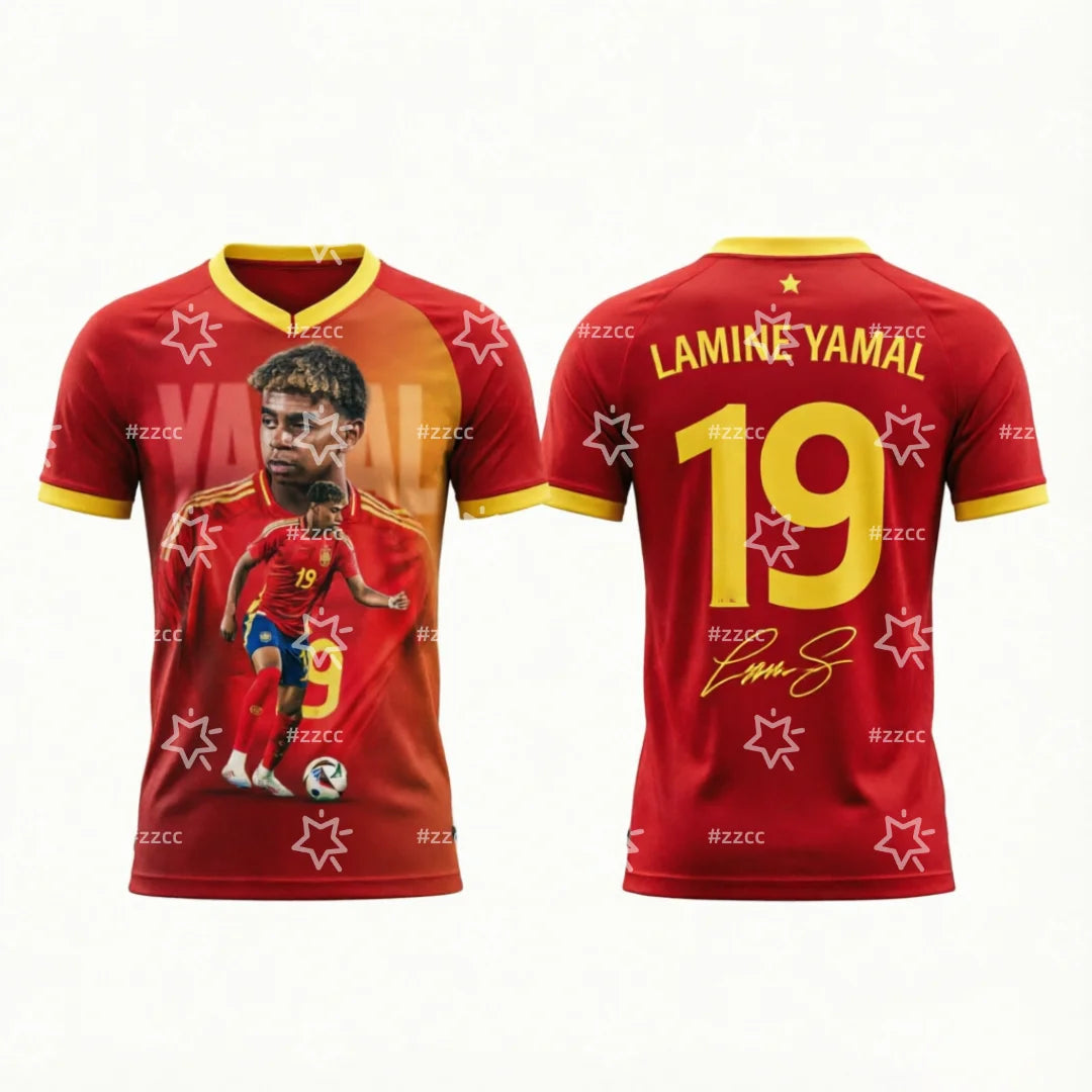 2026 Lamine Yamal Fan Commemorative Gift No.19 football jersey Summer Sports Men's T-Shirt Children's Clothing Tee Y2k Woman ﻿