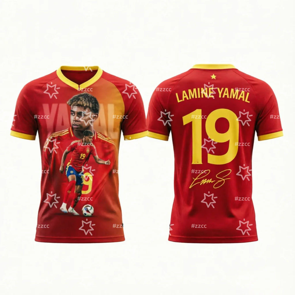 2026 Lamine Yamal Fan Commemorative Gift No.19 football jersey Summer Sports Men's T-Shirt Children's Clothing Tee Y2k Woman ﻿