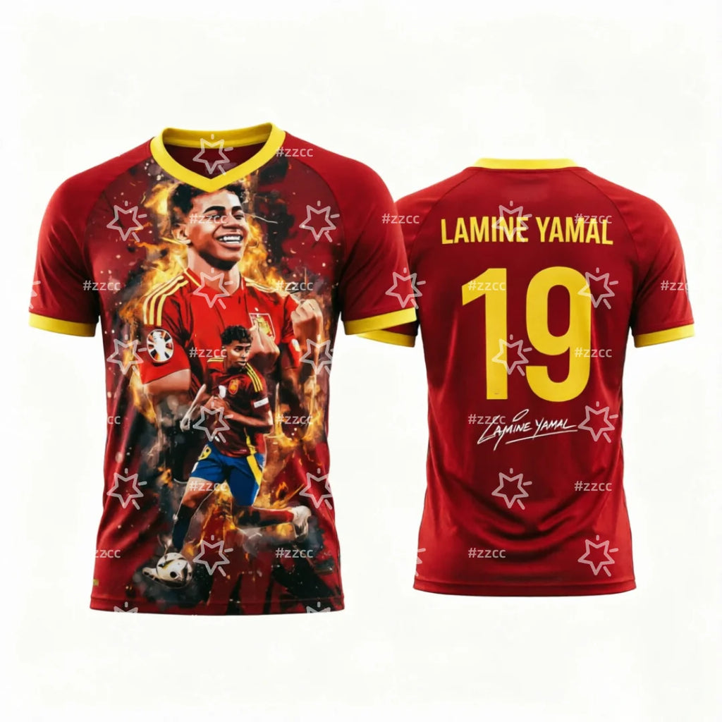 2026 Lamine Yamal Fan Commemorative Gift No.19 football jersey Summer Sports Men's T-Shirt Children's Clothing Tee Y2k Woman ﻿