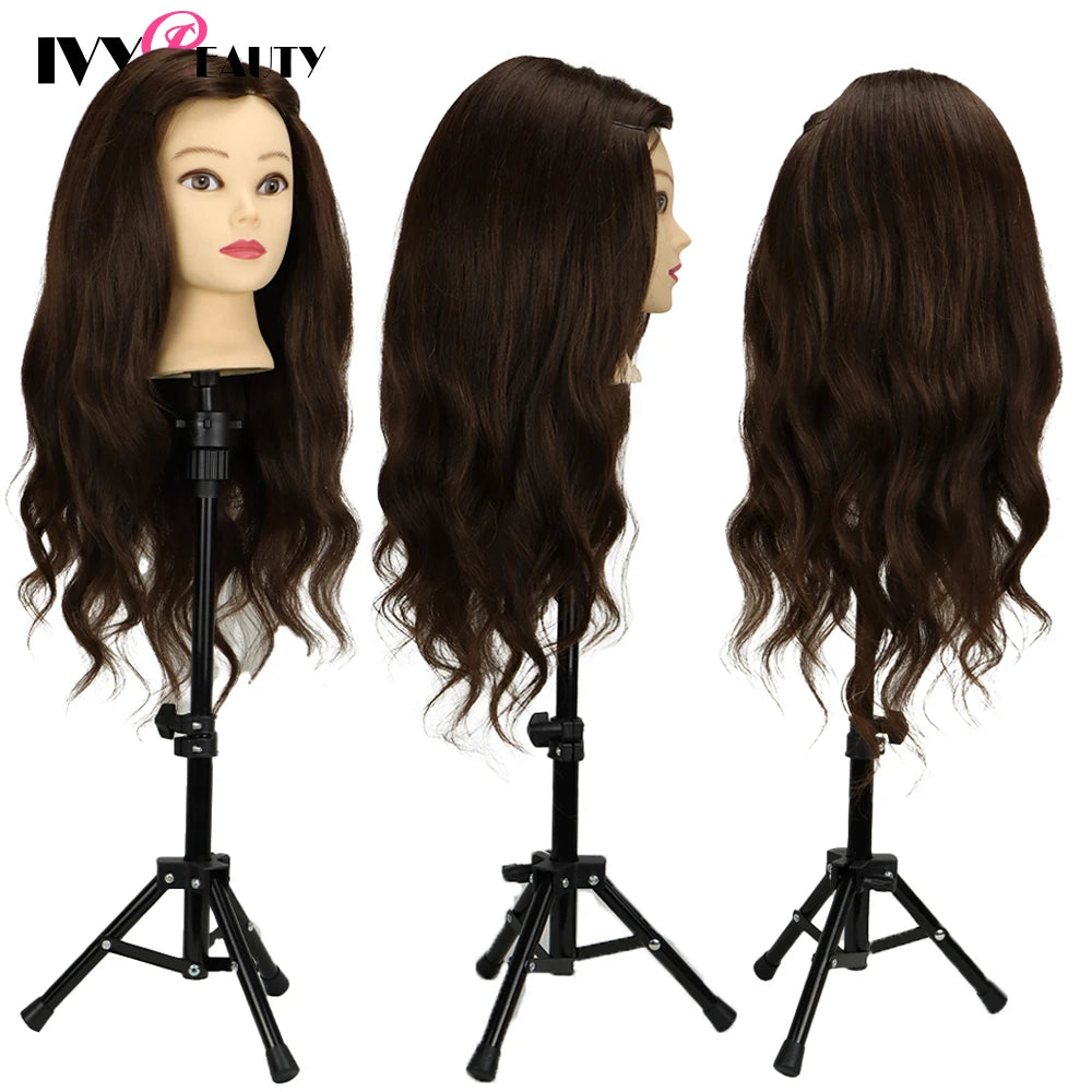 85% Real Human Hair Mannequin Head For Hair Training Styling Professional Hairdressing Cosmetology Dolls Head For Hairstyles