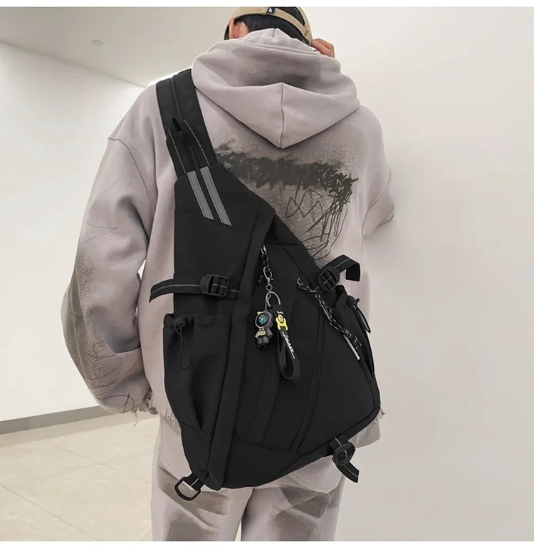 2024 Techwear Style Hip Hop Sport Motorcycle Backpack Men Women Multifunction Waterproof Travel Single Shoulder School Bag