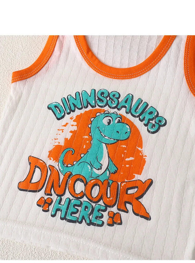 Cotton Cartoon Kids Boys Casual Tank Tops For Baby Summer Children Vests For Girls Clothing