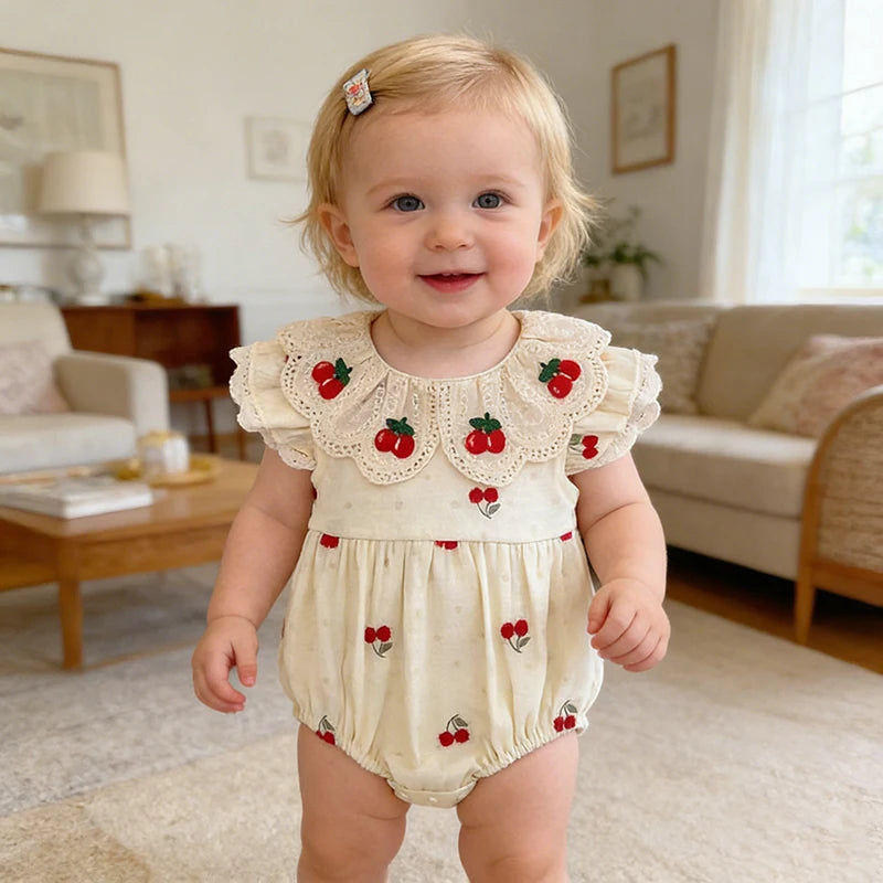 2026 New Spring Infant Baby Girls Romper Baby Girl Clothing Long Sleeved Embroidery 0-24M Newborn Baby Girls Bodysuits