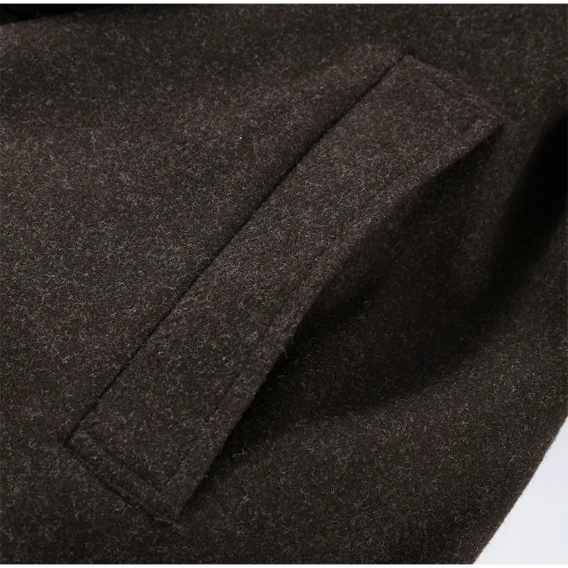 Chic Women's Woolen Overcoat Autumn Winter Solid Lapel Double Breasted Long Sleeve Long Coat 2026 Elegant Lady Street Outwear