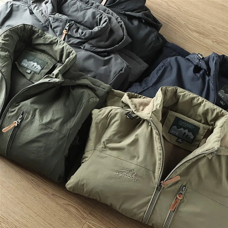For Autumn and Winter, Men's Casual, Detachable, Hooded, Windbreaker, Loose and Warm Jacket