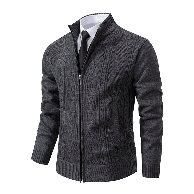 2023 Autumn and Winter New Cashmere Padded Warm Casual Men's Knitted Sweater Coat