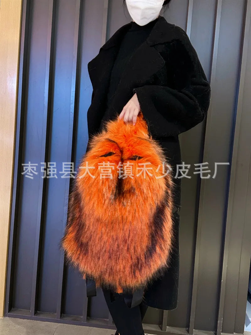 2026 NEW FASHION Y2K Faux Fur FOR Women Backpack Solid Soft Fleece Knapsack Harajuku Style Winter Ladies Bag
