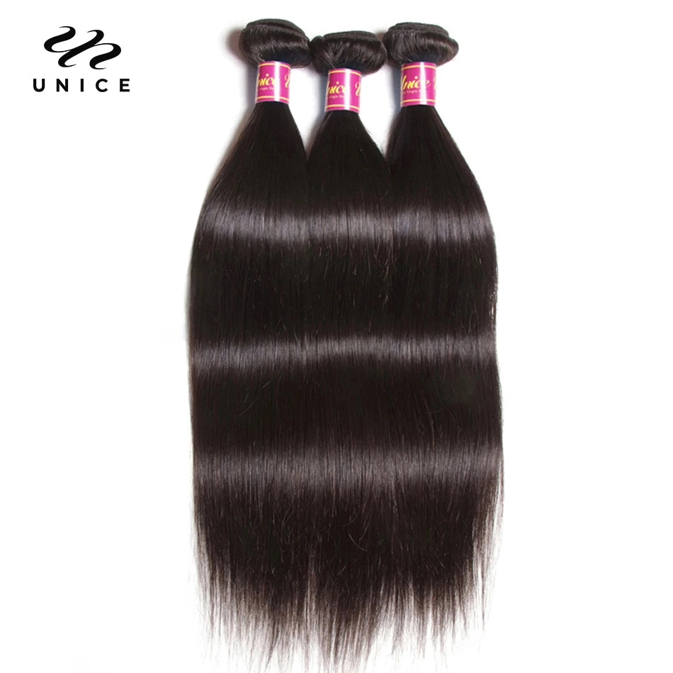 UNICE HAIR 30 Inch Brazilian Bone Straight Hair Bundles 100% Human Hair Weave Bundles Straight Virgin Human Hair 1/3/4 Bundles