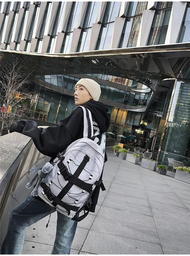 Backpack men and women cool backpack leisure junior high school students backpack personality skateboard