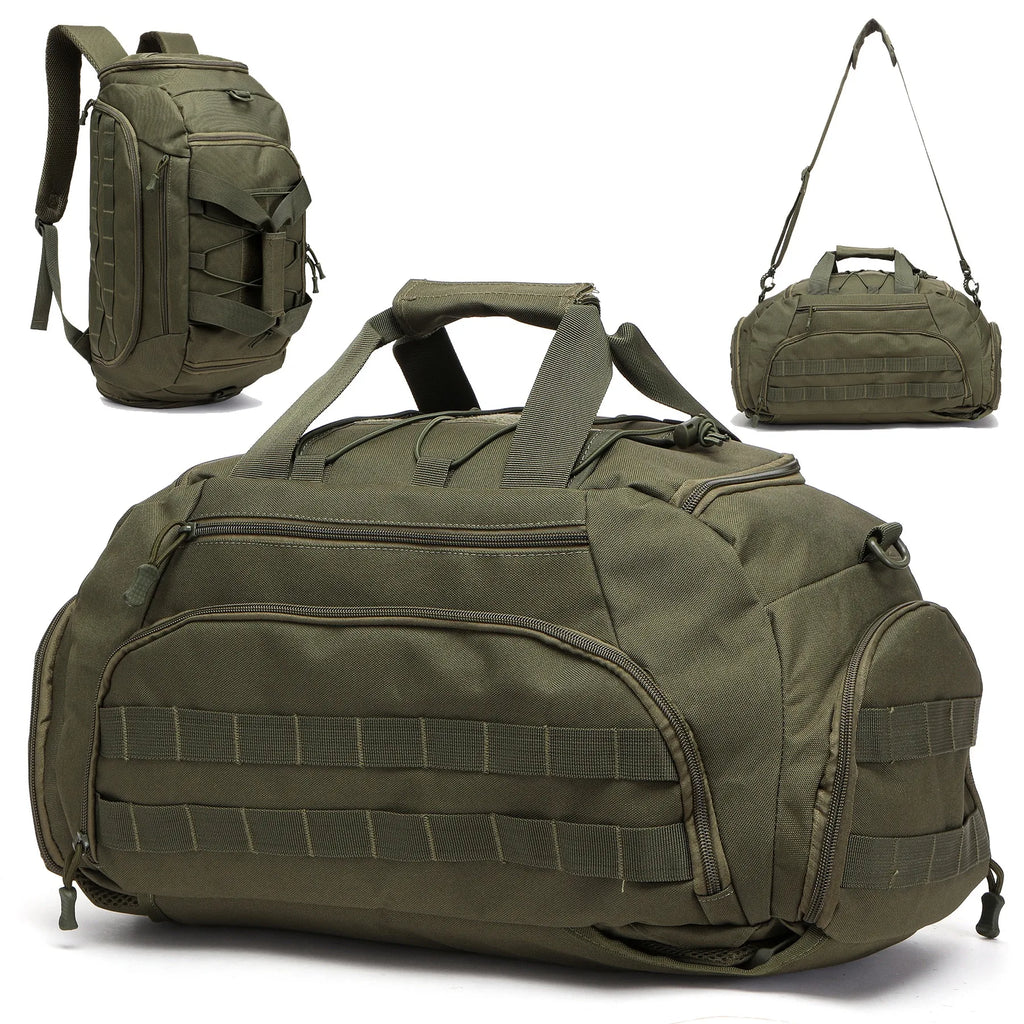 Tactical Gym Backpack with Shoe Compartment Convertible 3-in-1 Duffel Sling Bag for Men Women Weekender Overnight Travel Bag