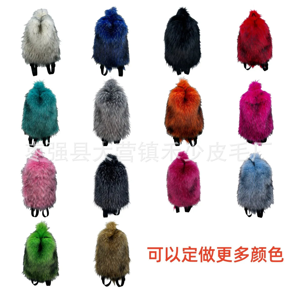 2026 NEW FASHION Y2K Faux Fur FOR Women Backpack Solid Soft Fleece Knapsack Harajuku Style Winter Ladies Bag