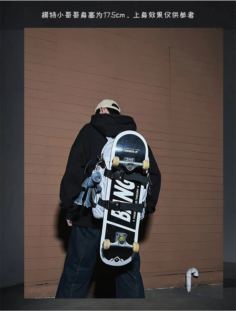 Backpack men and women cool backpack leisure junior high school students backpack personality skateboard