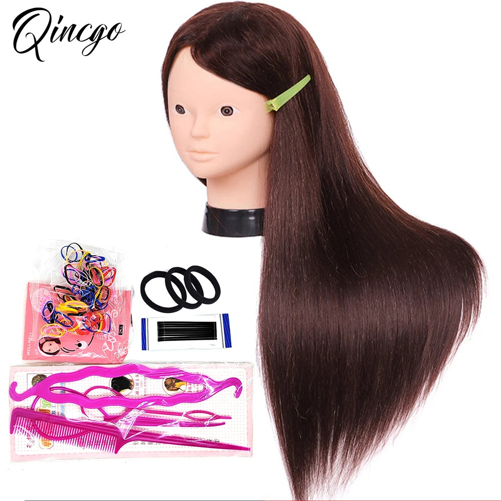 85% Real Human Hair Mannequin Head Without Make-up Professional Hairdressing Training Head For Hair Styling Braid Curl Cut DIY