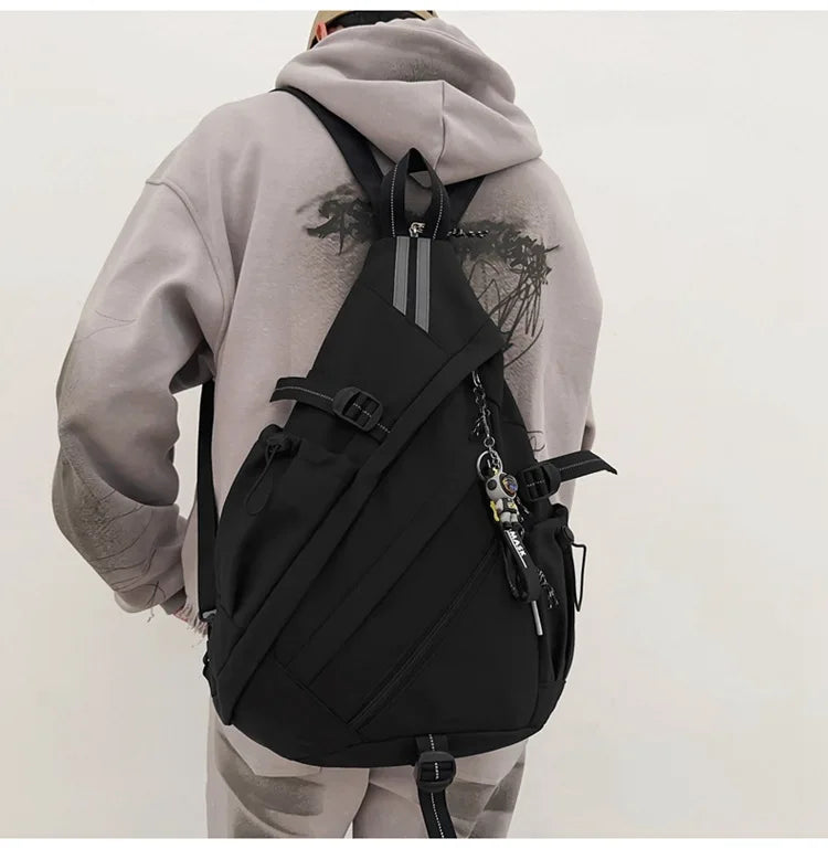 2024 Techwear Style Hip Hop Sport Motorcycle Backpack Men Women Multifunction Waterproof Travel Single Shoulder School Bag
